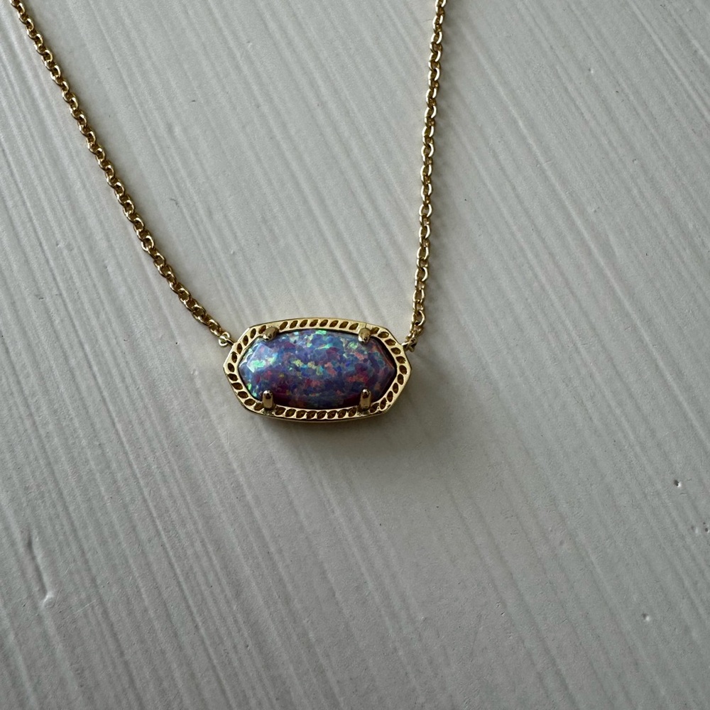 Kendra Scott Elisa Gold Necklace with Lilac Opal Stone - Picture 3 of 8